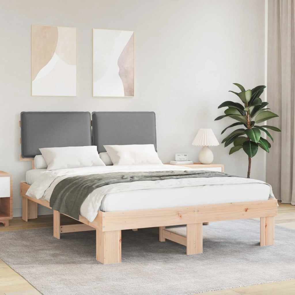 Letto con Testiera Rivestita Grigio chiaro 150 x 200 cm