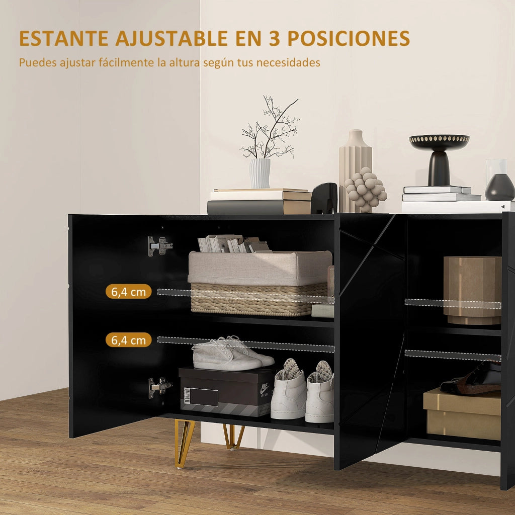 Mobile Ingresso con 3 Ante e Ripiani ¨C Zephmum ¨C Nero 120x40x75 cm