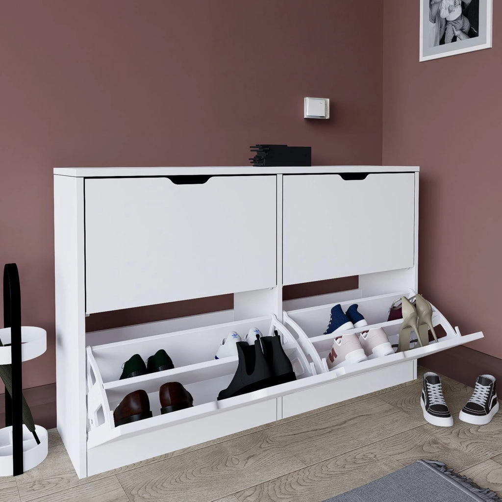 Mobile Portascarpe Greccio, Scarpiera 8 Ripiani, 121x30x79h cm Bianco
