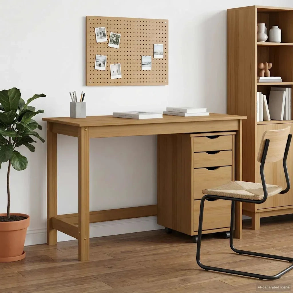 Set scrivania e mobiletto su ruote MOSS 2 pcs Marrone Miele 3438790