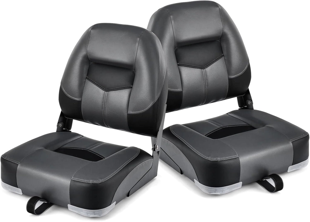 Sedile Barca con Schienale Pieghevole, Sedia da Barca Ergonomica in PVC e PP, Portata Fino a 110 kg, 50x52x42 cm (Rosso)