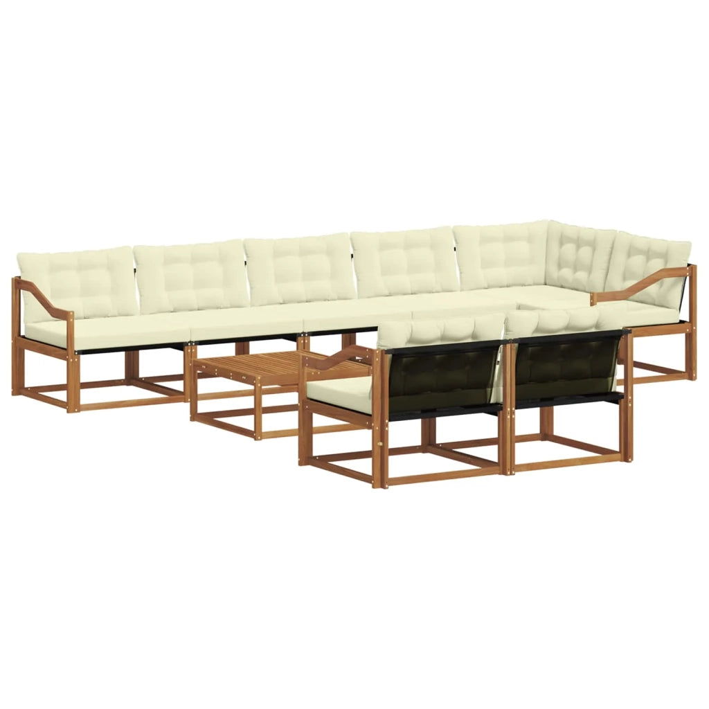 Set di divani da esterno con cuscino 9 pcs Naturale e Crema