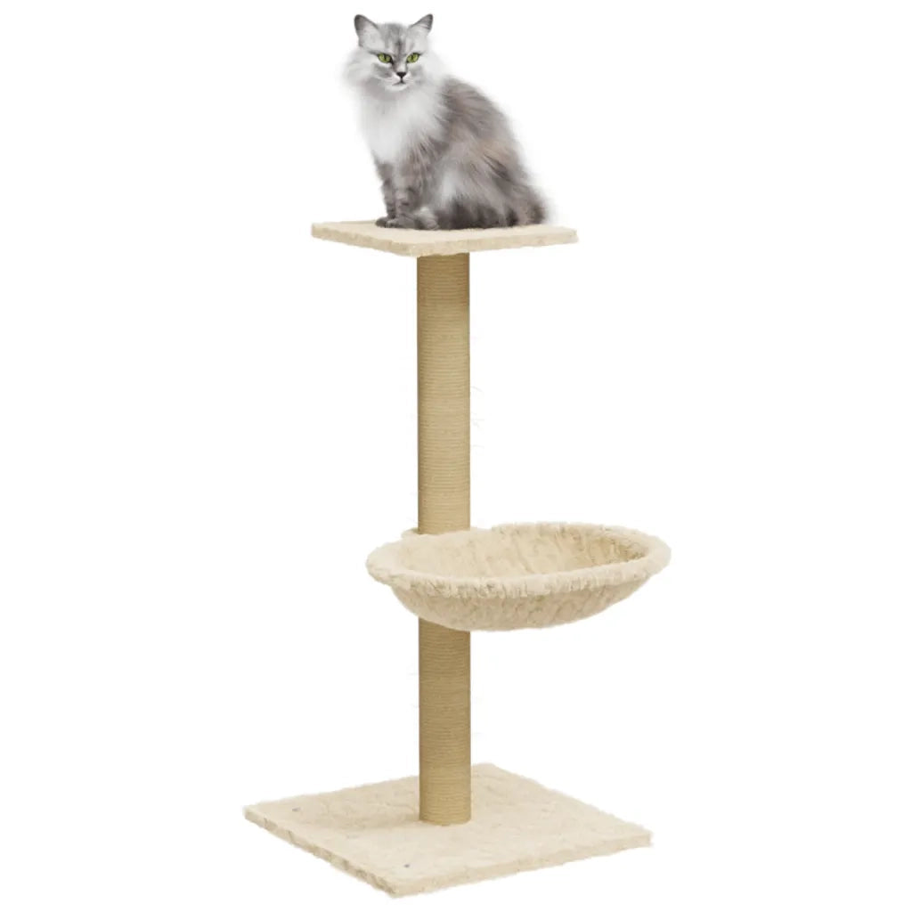 Albero per Gatti con Palo Tiragraffi in Sisal Crema 74 cm 171588