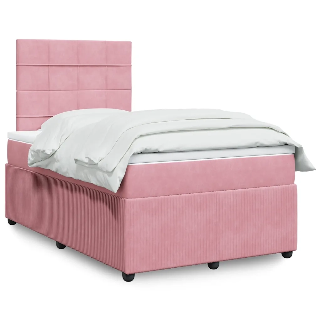 Giroletto a Molle con Materasso Rosa 120x190 cm in Velluto 3294591