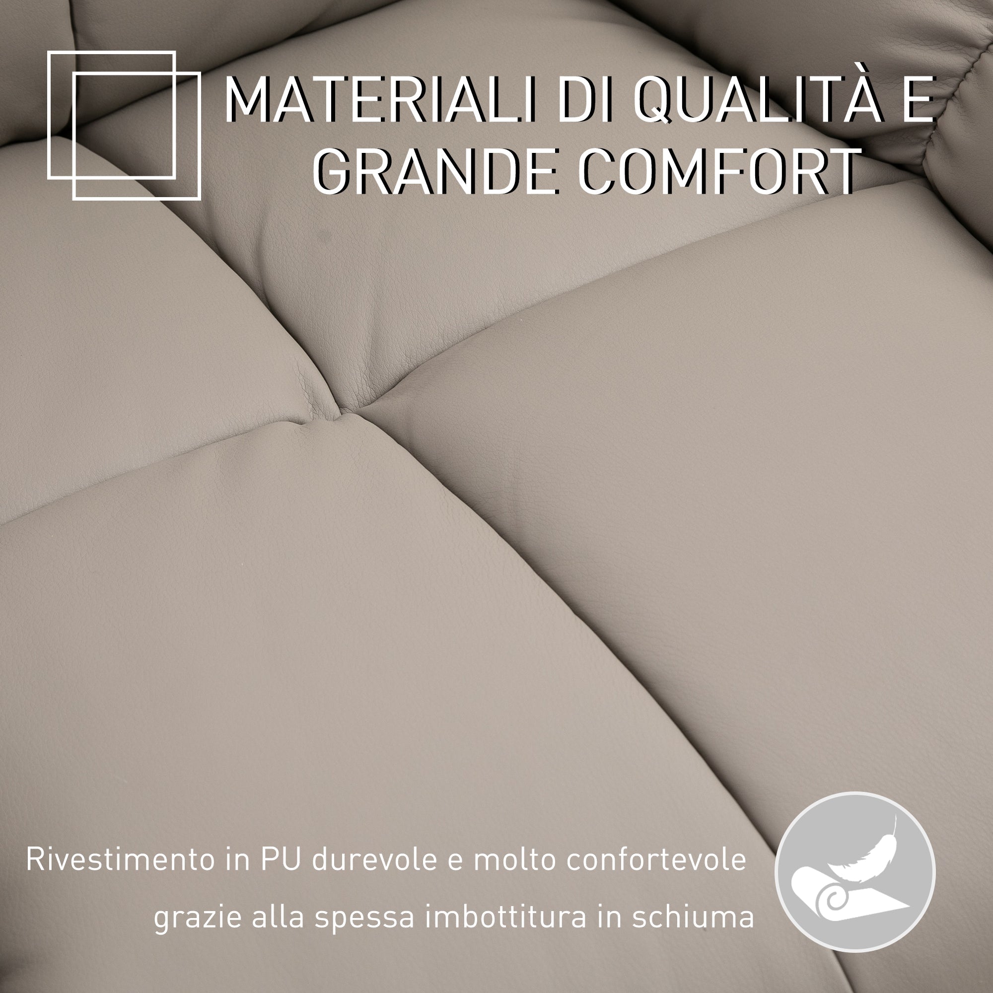 Poltrona Relax con 8 Punti Massaggio e Reclinazione a 165° 94x99x99 cm in Similpelle Grigio