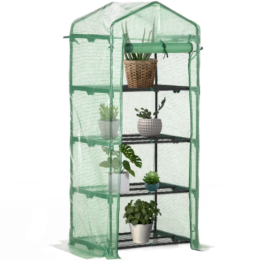 Serra da giardino con ripiani 4 livelli ¨C zephmum ¨C verde, acciaio, 70x50x160cm