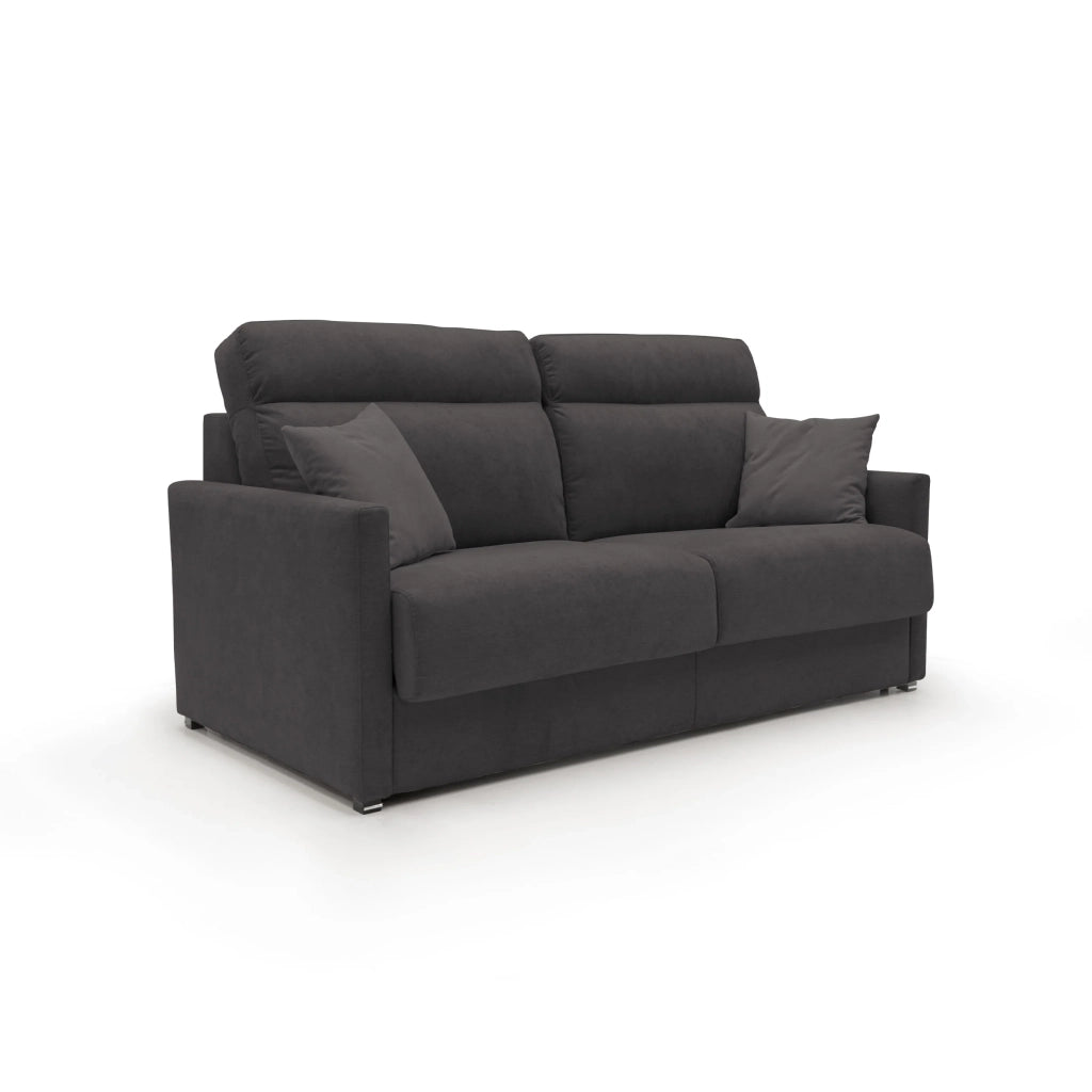 Margot Divano letto matrimoniale con schienale morbido alto in tessuto T02 176 cm (mat. 140x197) nero
