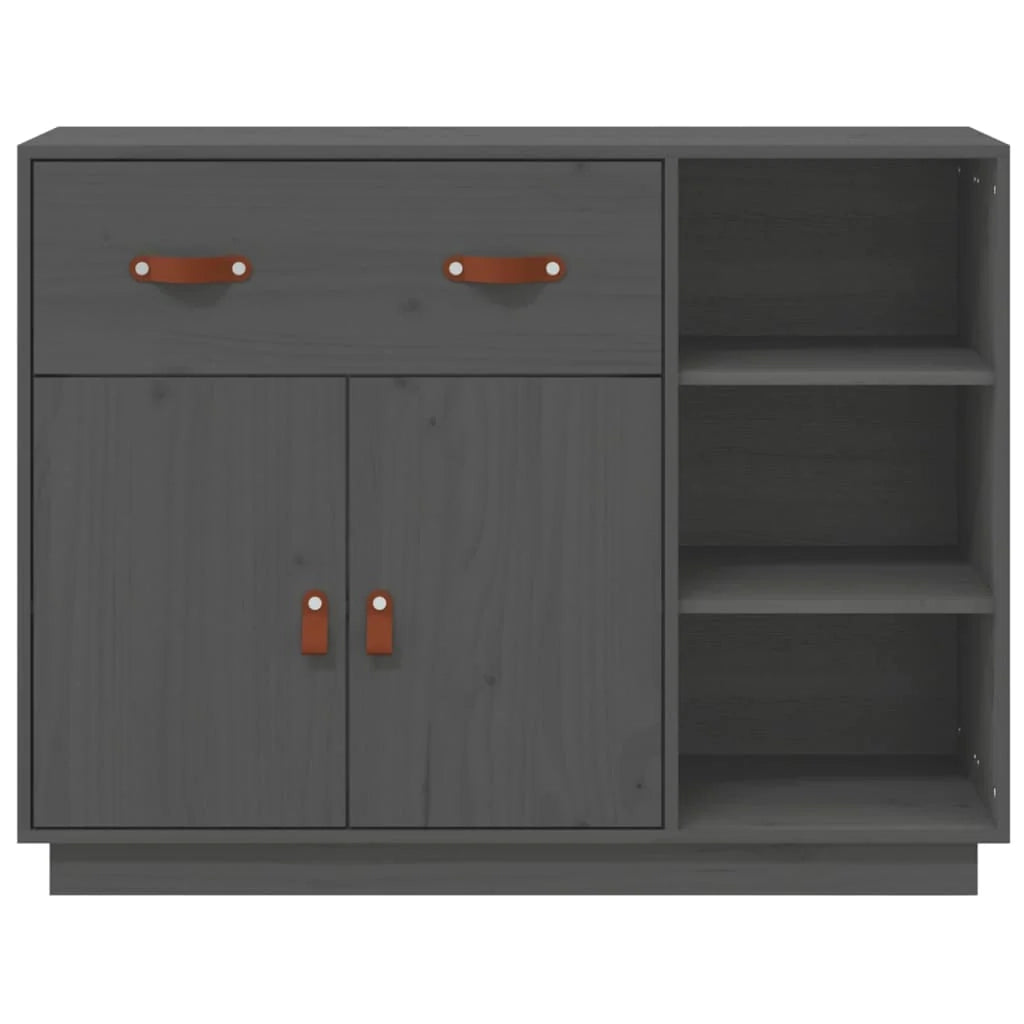 Buffet credenza cassettiera armadio mobile contenitore organizer per cucina soggiorno salotto 98,5 x 40 x 75 cm legno massello di pino grigio 02_0031811