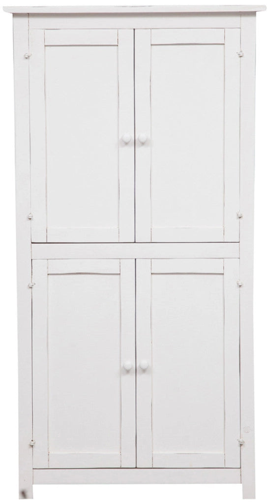 Biscottini Stipetto Country in legno massello di tiglio struttura bianca anticata L68xPR25xH130 cm. Made in Italy