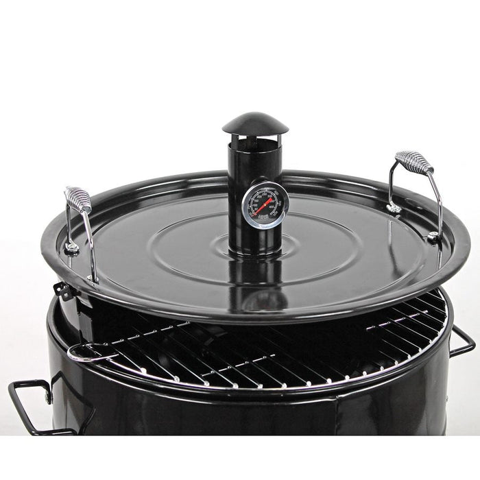 Barbecue Affumicatore a Carbone Carbonella 46,5x42,5x101 cm Griglia Ø47 cm Barrel Nero