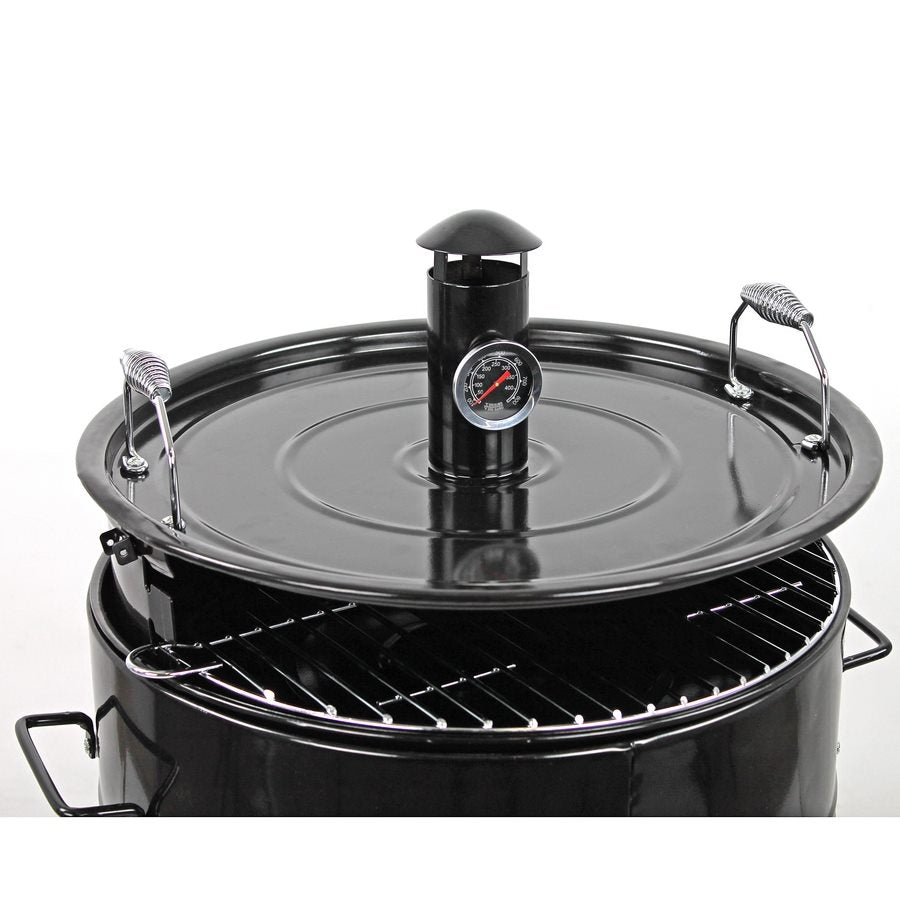 Barbecue Affumicatore a Carbone Carbonella 46,5x42,5x101 cm Griglia Ø47 cm Barrel Nero