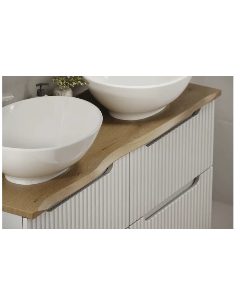 Piano per lavabo NATOURA 120,8 cm in MDF effetto rovere chiaro con bordo naturale