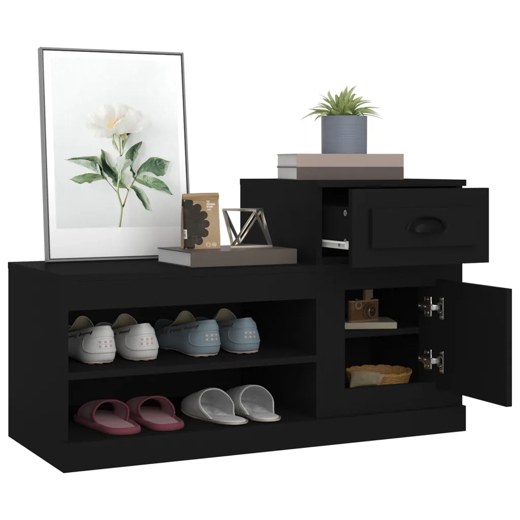 Scarpiera-Scaffale per scarpe Nera 100x42x60 cm in Legno Multistrato