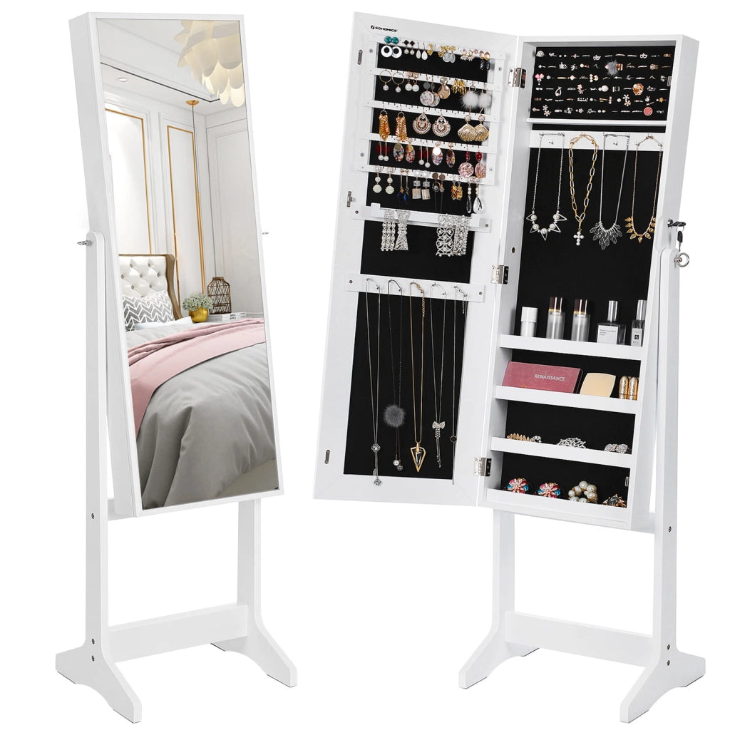 Valora MOBILE PORTAGIOIE SPECCHIATO Interno in velluto bianco per camera da letto