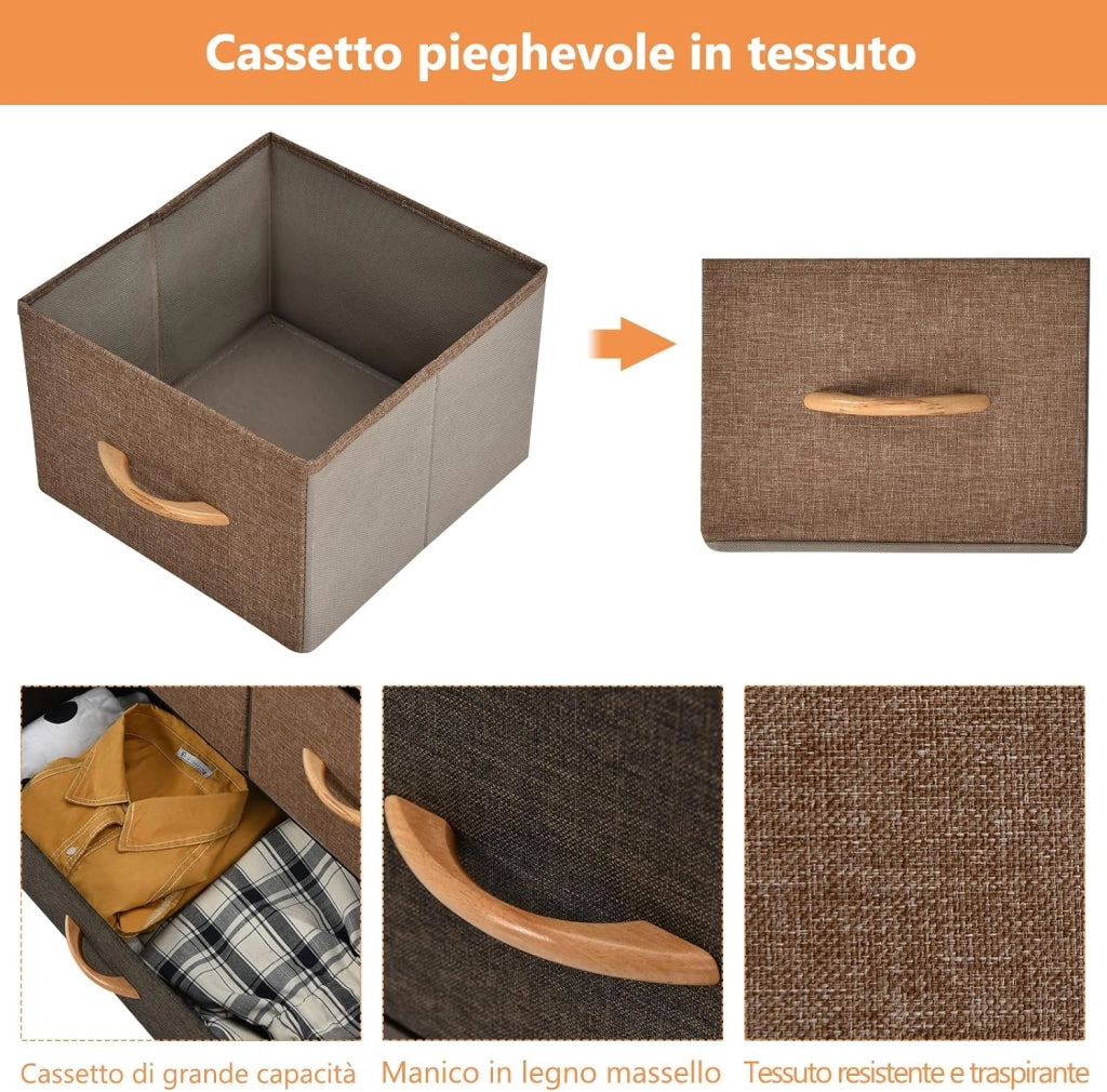 Cassettiera con 7 Cassetti, Organizer Moderno con Cassetti Pieghevoli in Tessuto, Struttura in Acciaio, Ideale per Camera da Letto, Soggiorno, Corridoio, 80 x 29 x 79 cm