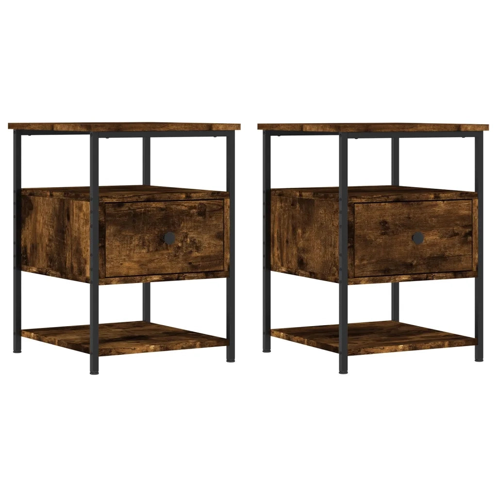 Comodini 2 pz-Set di 2 Tavolino da notte Rovere Fumo 40x42x56 cm in Legno Multistrato