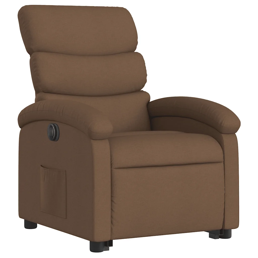 Poltrona Alzapersona Reclinabile Elettrica Marrone Tessuto 3204006