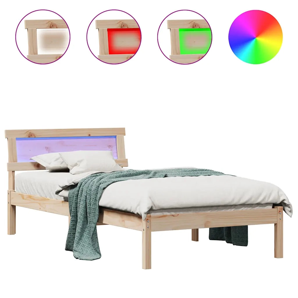 vidaXL Struttura del letto Marrone 90 x 200 cm Legno di pino massello