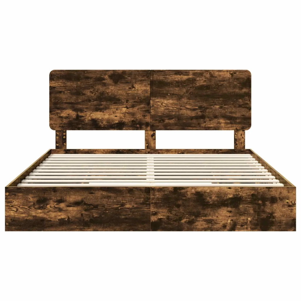 Letto con Contenitore con testiera Rovere fumé 180 x 200 cm