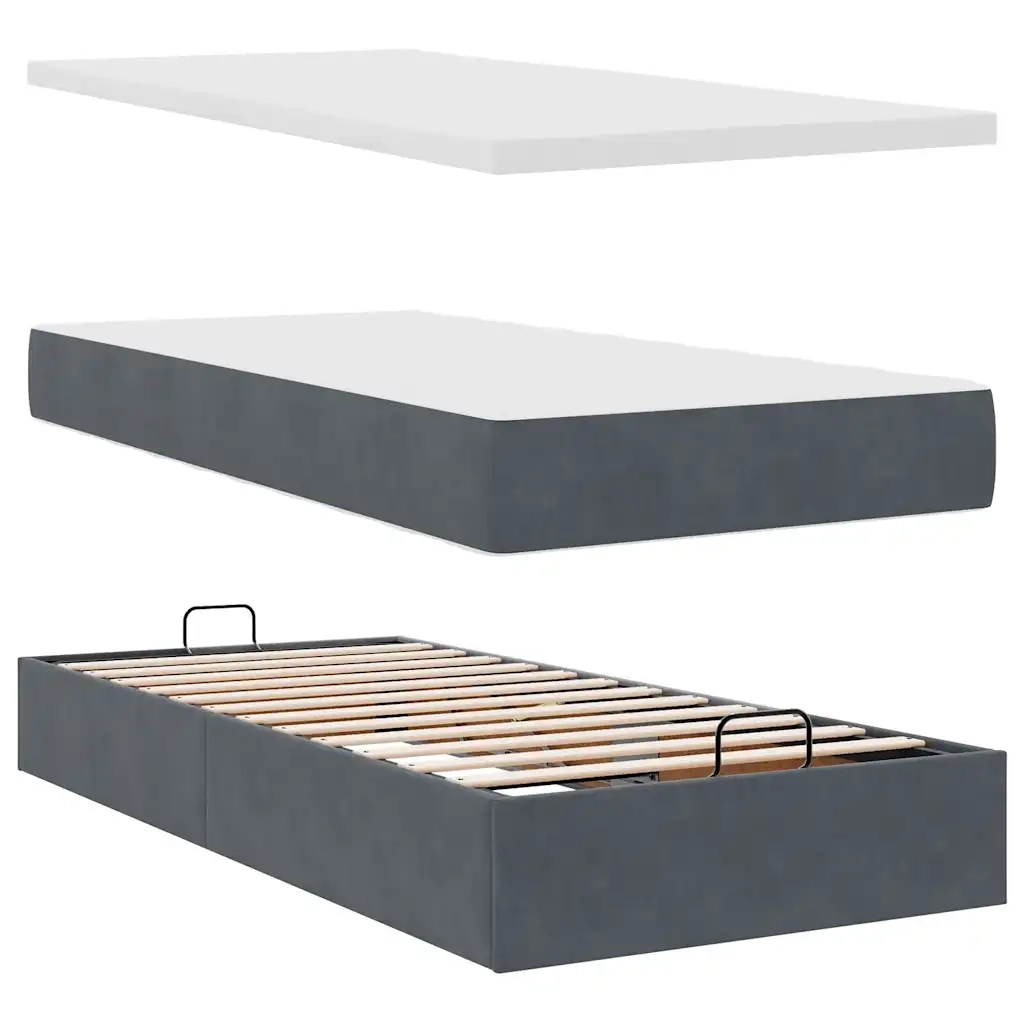 Struttura Letto Pouf con Materasso 100x200 cm Velluto 3311166