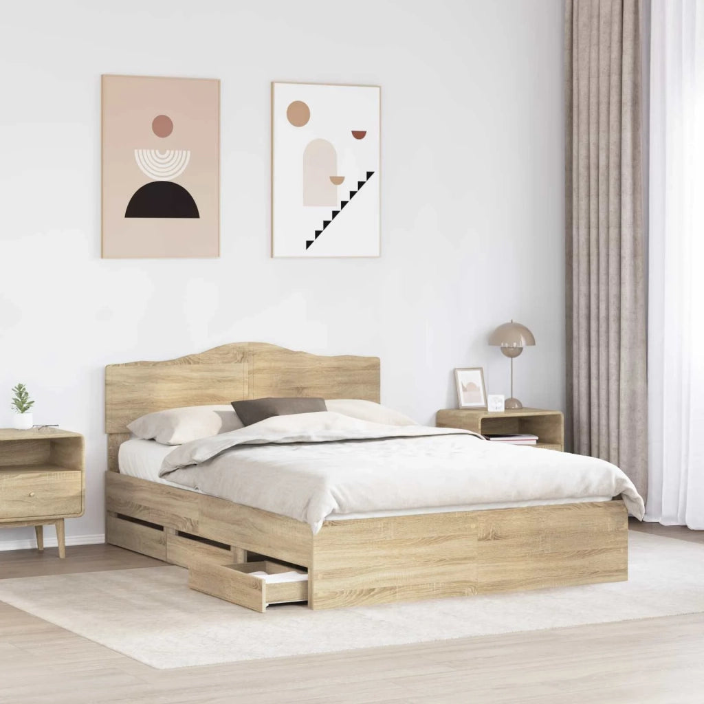 Struttura del letto con cassetto Rovere Sonoma 140 x 190 cm 3413007