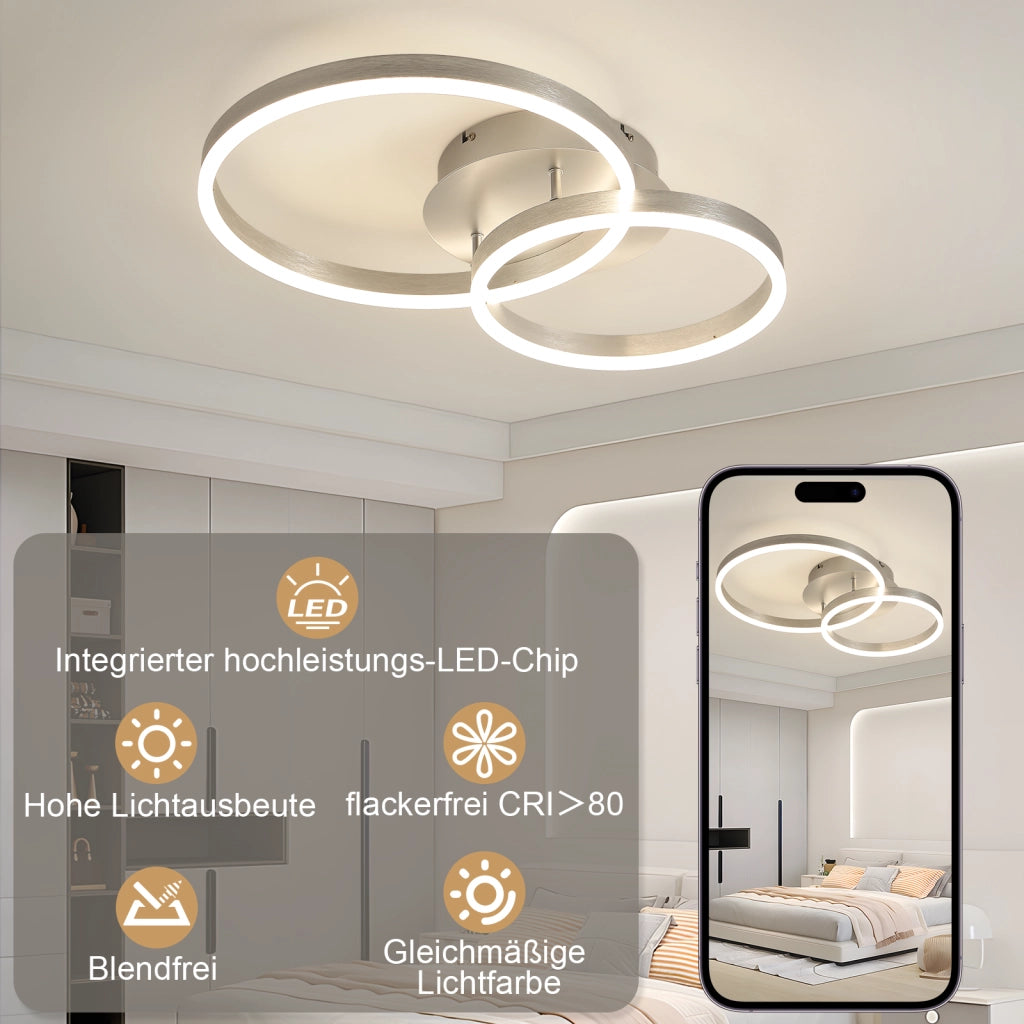 ZMH Lampada da soffitto plafoniera LED moderna 59 cm dimmerabile telecomando oro 46W