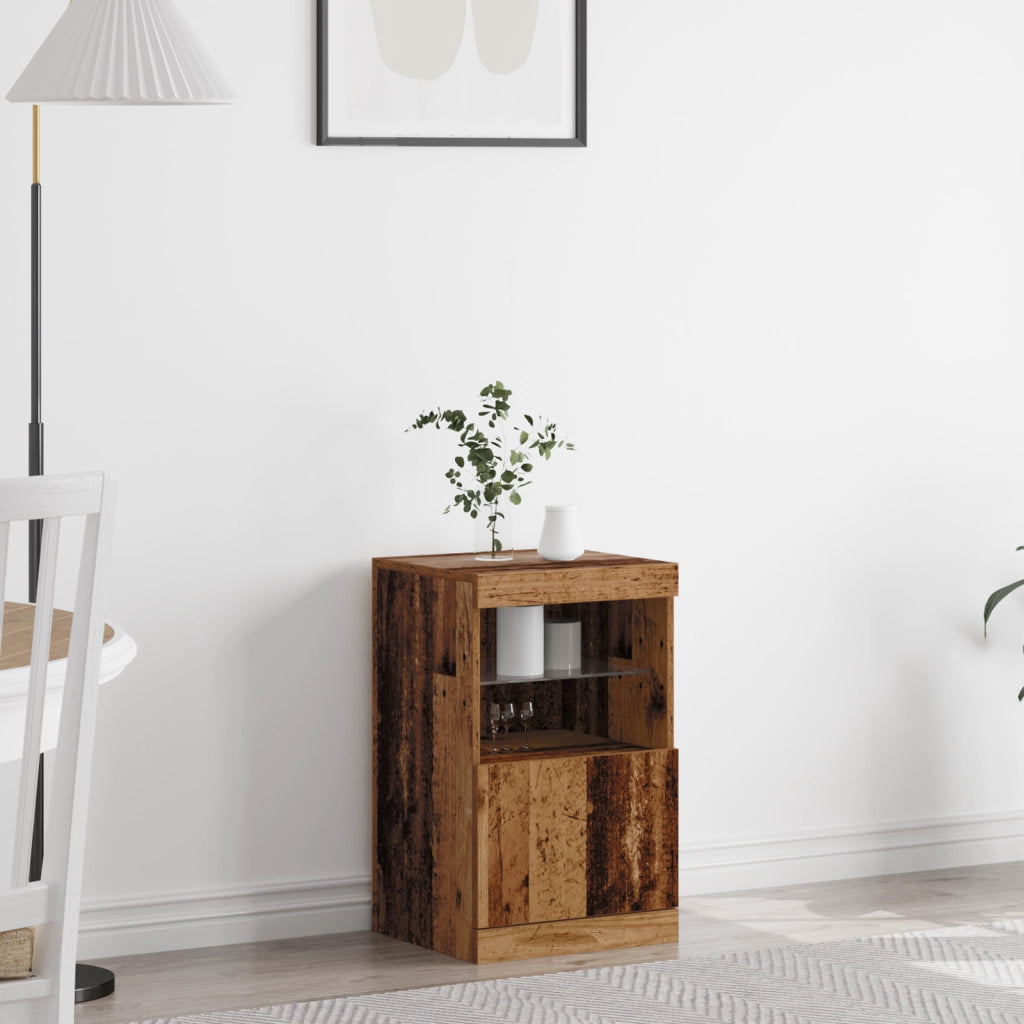 Credenza con luci LED Legno antico 41x37x67 cm
