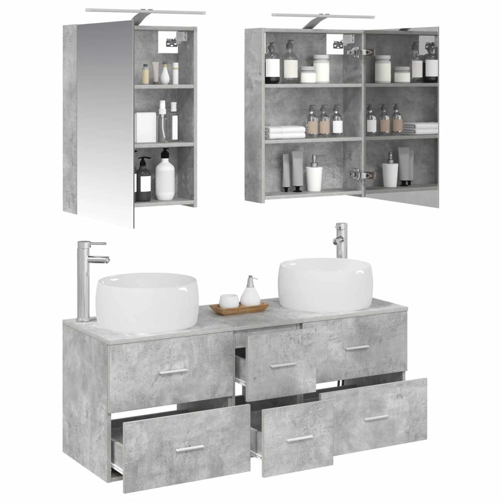 Set di mobili per il bagno 5 pcs Grigio Cemento 3407034