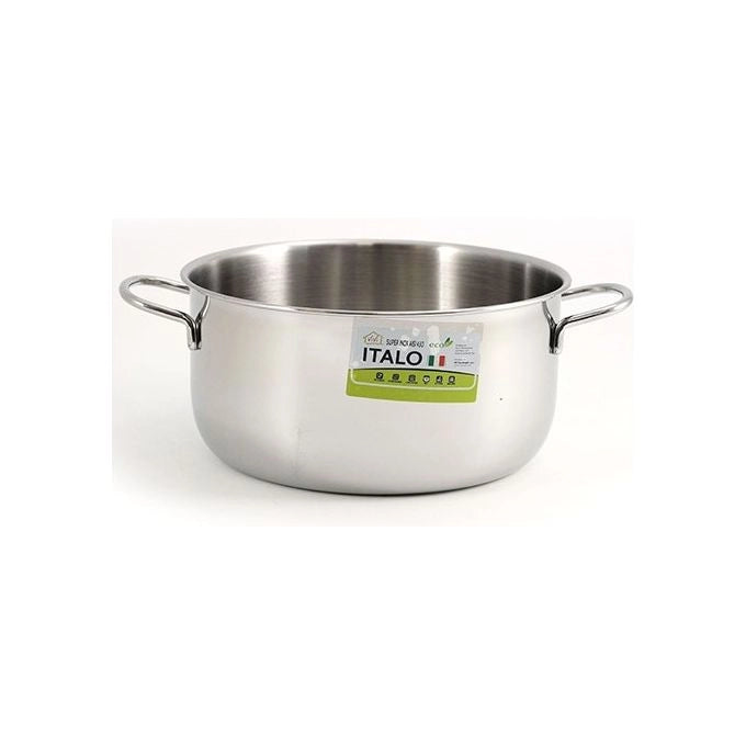SACIM SCM630B30 Italo Casseruola Fonda 30 cm Adatta a Tutti i Piani Cottura Inclusa Induzione Acciaio Inossidabile 2 Manici colore Nero