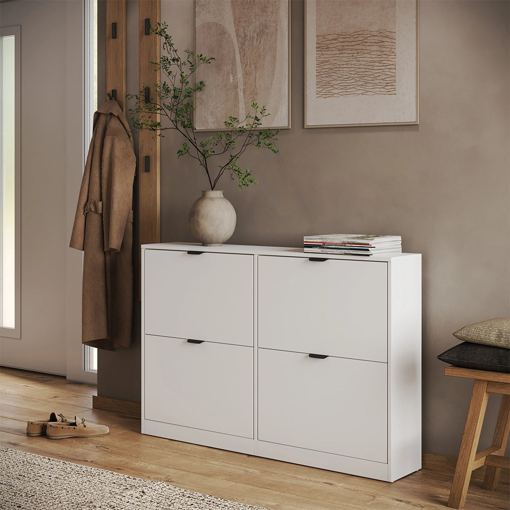 Scarpiera da ingresso Gizmo Bianco/Nero 115 x 77.6 cm con 2x2 scomparti Vicco