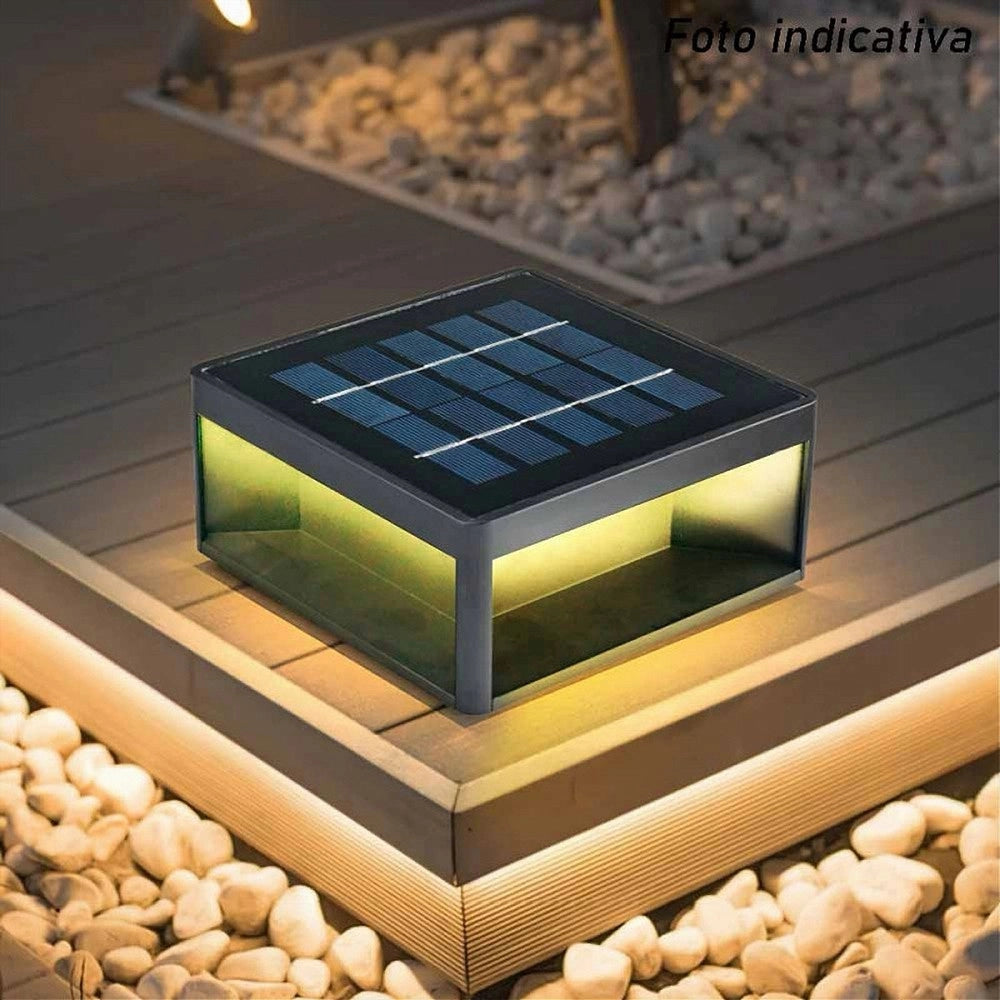 Trade Shop - Faretto Led Pannello Solare Cubo Applique Parete Segnapasso Terra Cct Ip65 Qw-3c -