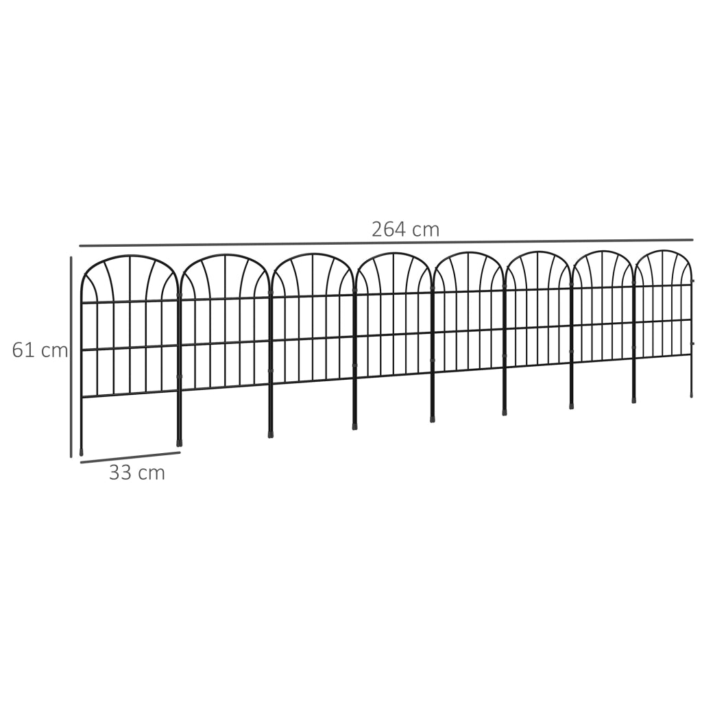 Recinzione da giardino decorativa ¨C zephmum ¨C metallo nero 264x61 cm