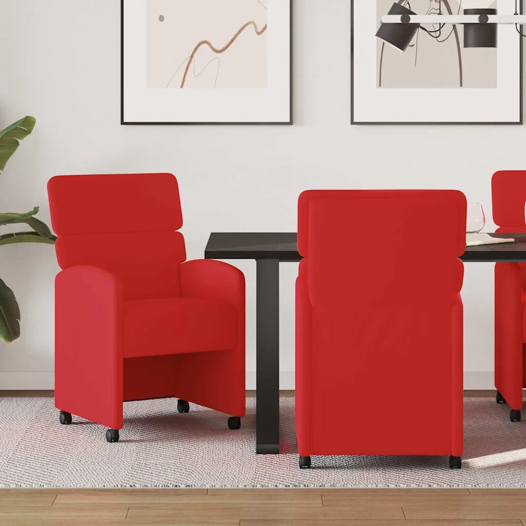 Sedie da Pranzo con Ruote con ruote 2 pcs Rosso 58 x 65 x 98 cm 42017888