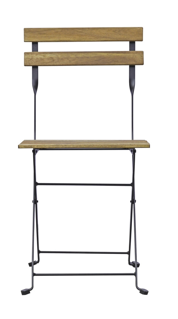 Cheonda - Set Bistrò In Ferro E Acacia Fsc Scura - 4 Sedie E Un  Tavolo 100X54 Cm 2 Pz