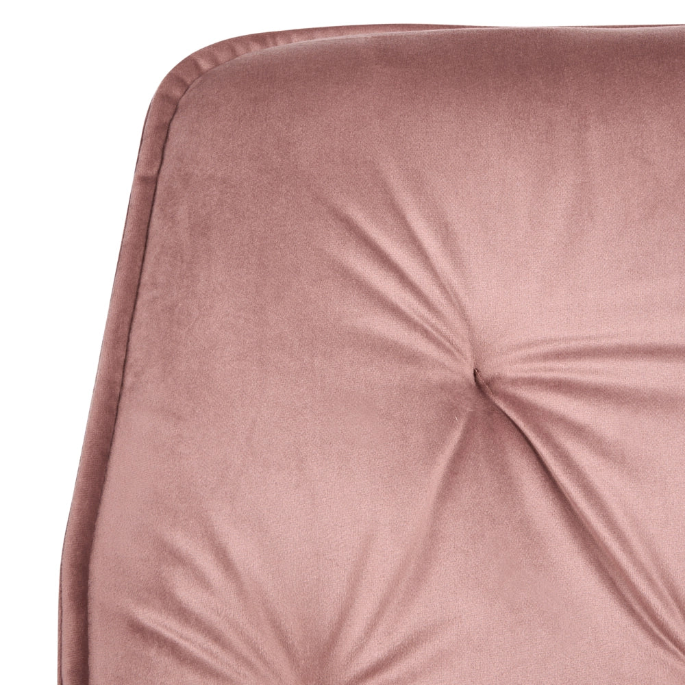 Sedia da ufficio per casa, rivestimento in velluto rosa, base girevole, regolazione in altezza, schienale reclinabile trapuntato, Glam