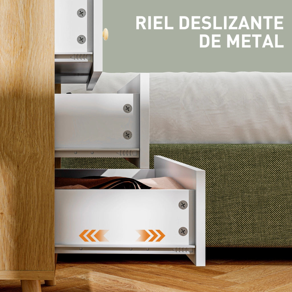 Cassettiera 4 Cassetti in Legno con Finitura Robe e Bianco ¨C Zephmum ¨C 60x35x65 cm