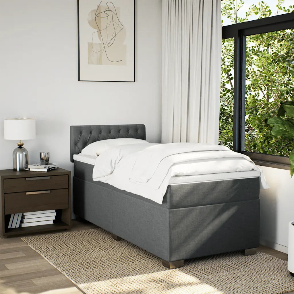 vidaXL Giroletto a Molle con Materasso Grigio Scuro 100x200 cm Tessuto