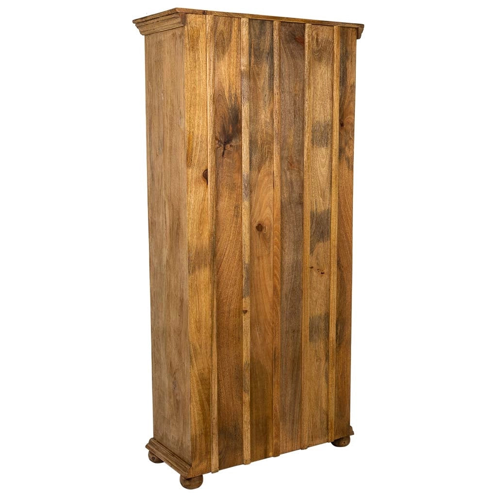 Vitrina de cristal y madera artesanal marrón 89x40x190