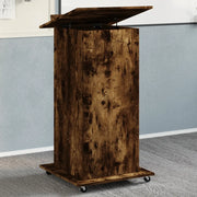 Leggio con Ruote e Cassetto Rovere Fumo 55x55x107cm Multistrato 848028