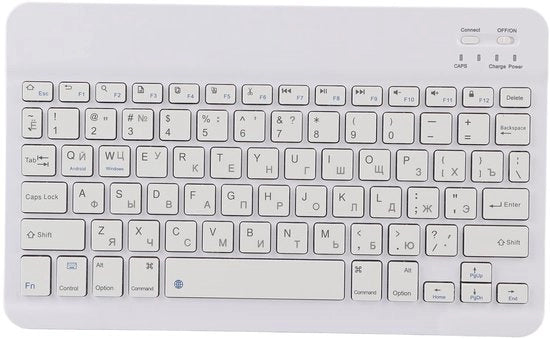 Tastiera portatile Bluetooth 10 pollici - Arabo/Spagnolo/Russo - Android/OS X/Windows - bianca - inclusa tastiera russa.