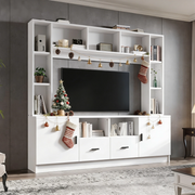 Mobile TV bianco con 2 armadi, 2 cassetti e 11 vani
