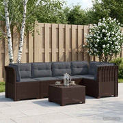 Divano da Giardino 5 Posti con Cuscini Stile Rattan PP Marrone 3444057