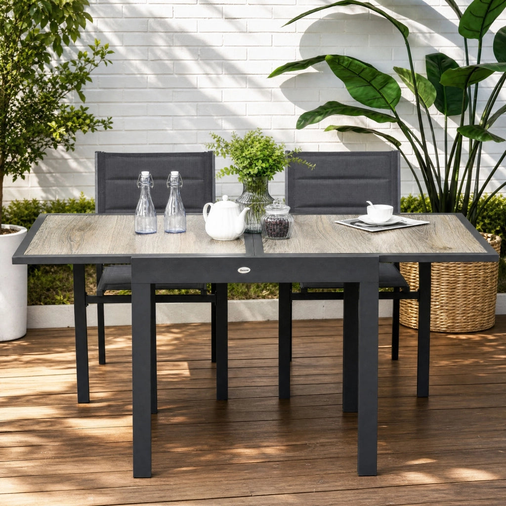 TAVOLO DA GIARDINO ALLUNGABILE 80/160 x 80 x 75 cm Alluminio Beige