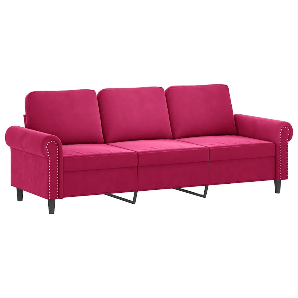Set di Divani 2 pz con Cuscini Rosso Vino in Velluto 3202274