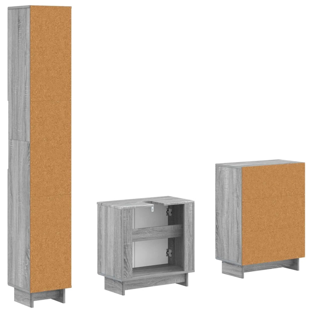 Set di armadietti da bagno in 3 pezzi EDE Sonoma grigio 3417420