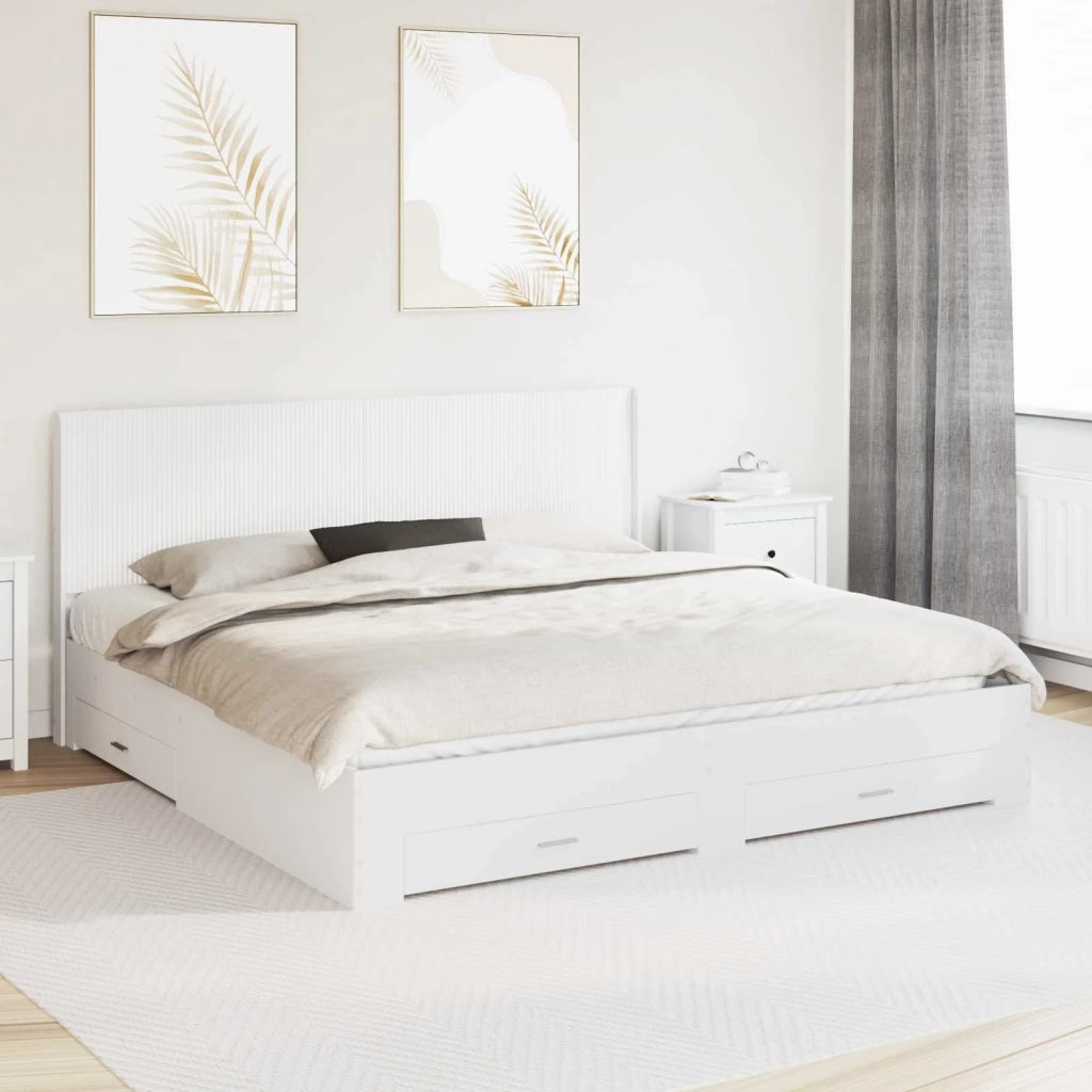 Struttura del letto con stoccaggio e testata Bianco 3414079