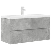 Set Mobili da Bagno | Armadio da bagno 2 pz Grigio Cemento in Legno Multistrato