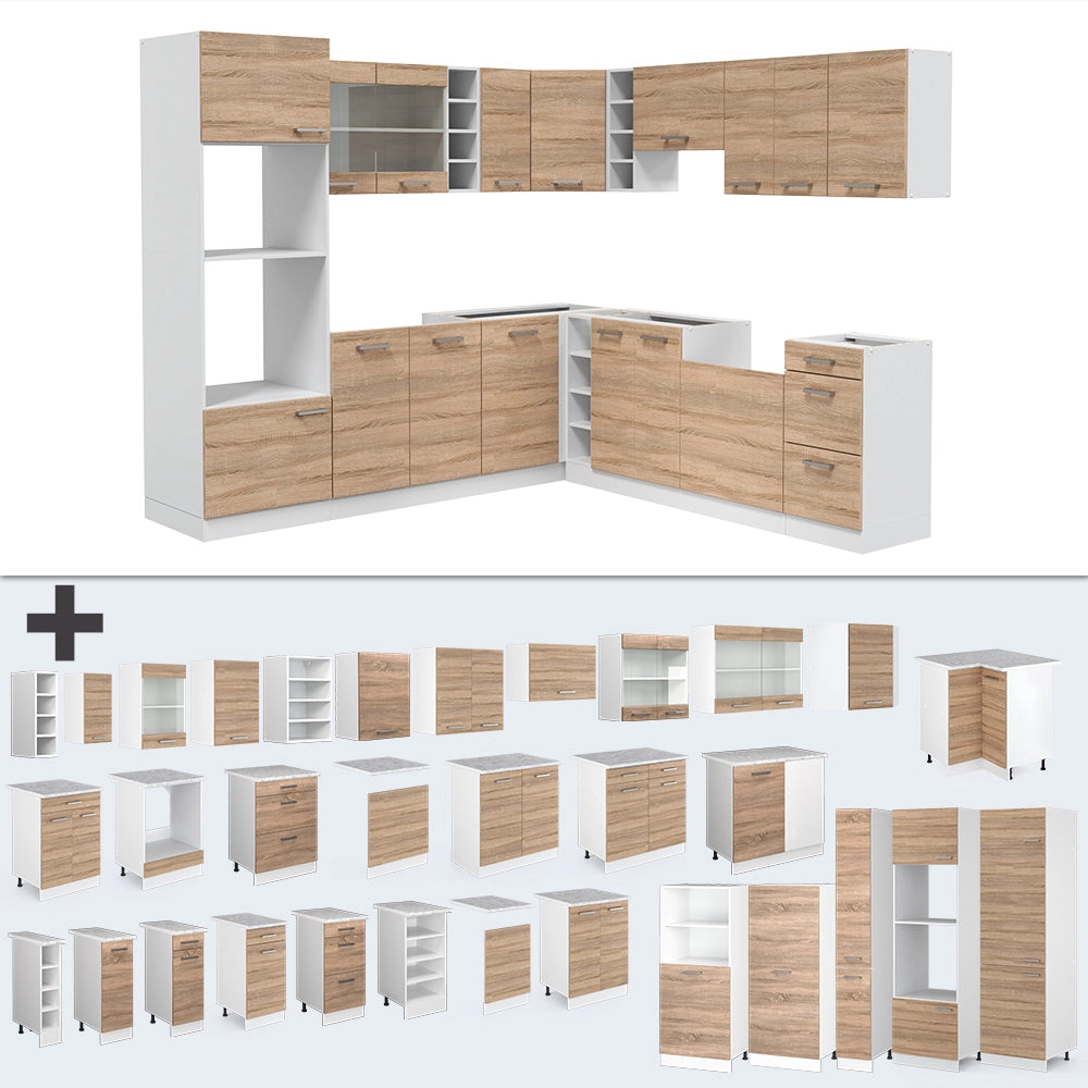 Vicco Cucina angolare completa Sonoma/Bianco 237 x 60 cm , PL Marmo
