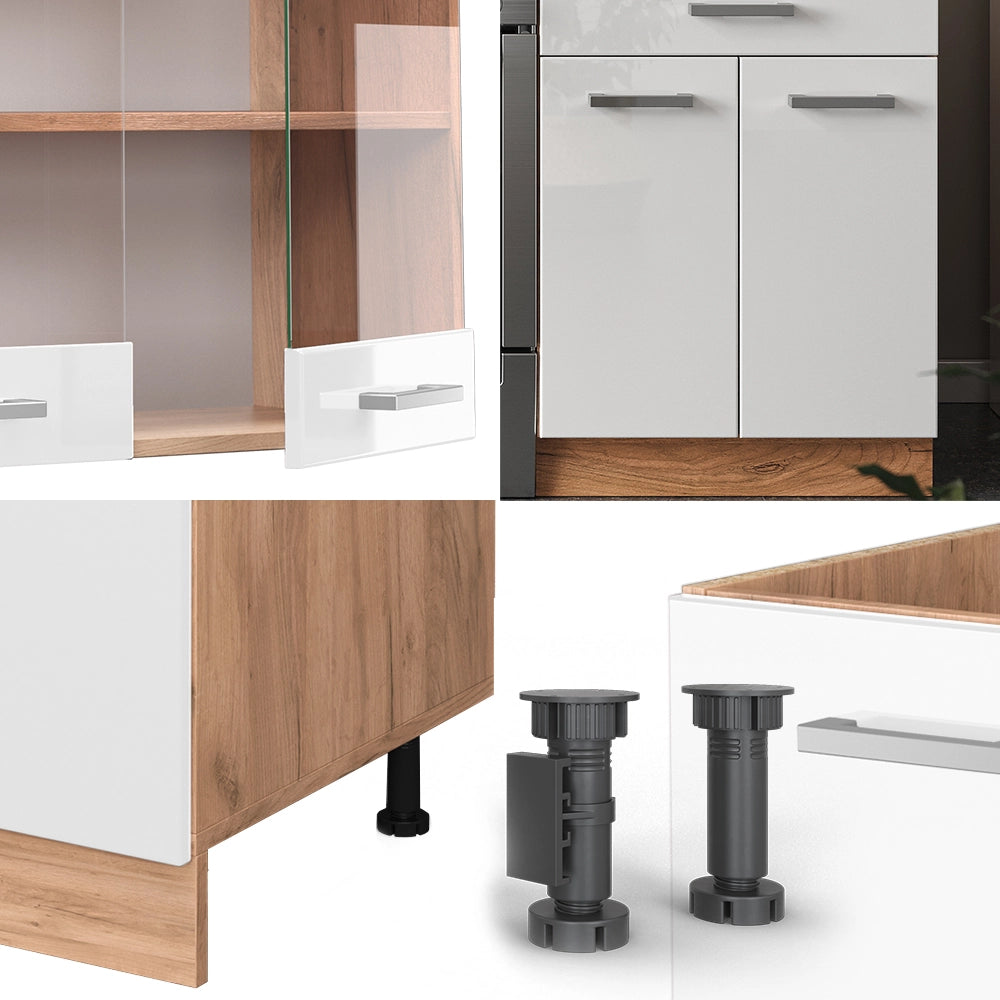 Vicco Cucina componibile Bianco lucido/oro power oak 200 cm , PL Antracite