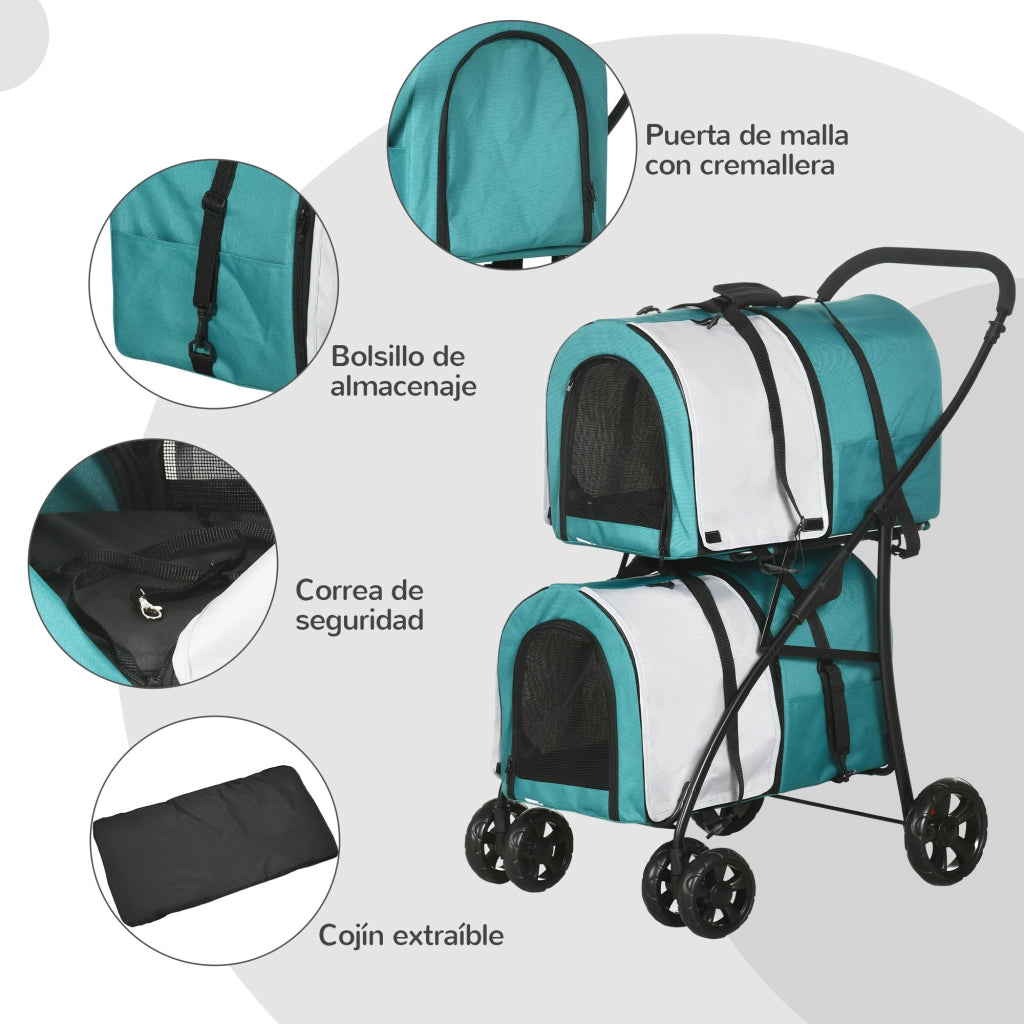 Trasportino per Animali Domestici Pieghevole ¨C zephmum ¨C Verde Grigio 66x50x98cm